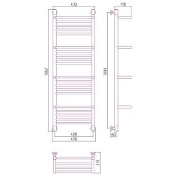 Полотенцесушитель водяной Сунержа Богема с 4 полками+, ширина 40 см высота 120 см, универсальное подключение, хром, 00-0224-1240