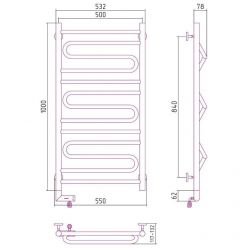 Полотенцесушитель электрический Сунержа Элегия 2.0, высота 100 см, ширина 50 см, диммер слева/справа, цвет хром, 00-5218-1050/00-5219-1050