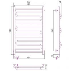 Полотенцесушитель электрический Сунержа Элегия 2.0, высота 100 см, ширина 60 см, диммер слева/справа, цвет хром, 00-5218-1060/00-5219-1060