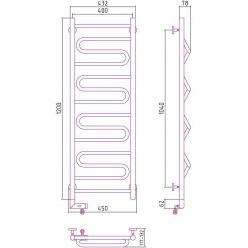 Полотенцесушитель электрический Сунержа Элегия 2.0, высота 120 см, ширина 40 см, диммер слева/справа, цвет хром, 00-5218-1240/00-5219-1240