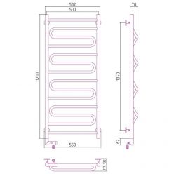Полотенцесушитель электрический Сунержа Элегия 2.0, высота 120 см, ширина 50 см, диммер слева/справа, цвет хром, 00-5218-1250/00-5219-1250