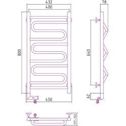 Полотенцесушитель электрический Сунержа Элегия 2.0, высота 80 см, ширина 40 см, диммер слева/справа, цвет хром, 00-5218-8040/00-5219-8040