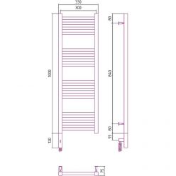 Полотенцесушитель электрический Сунержа Модус 3.0, высота 100 см, ширина 30 см, диммер слева/справа, цвет хром, 00-5700-1030/00-5701-1030