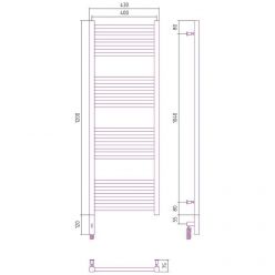 Полотенцесушитель электрический Сунержа Модус 3.0, высота 120 см, ширина 40 см, диммер слева/справа, цвет хром, 00-5700-1240/00-5701-1240