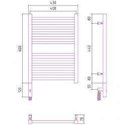 Полотенцесушитель электрический Сунержа Модус 3.0, высота 60 см, ширина 40 см, диммер слева/справа, цвет хром, 00-5700-6040/00-5701-6040