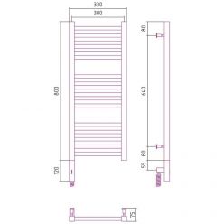 Полотенцесушитель электрический Сунержа Модус 3.0, высота 80 см, ширина 30 см, диммер слева/справа, цвет хром, 00-5700-8030/00-5701-8030