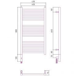 Полотенцесушитель электрический Сунержа Модус 3.0, высота 80 см, ширина 40 см, диммер слева/справа, цвет хром, 00-5700-8040/00-5701-8040