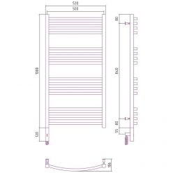 Полотенцесушитель электрический Сунержа Аркус 3.0, высота 100 см, ширина 50 см, диммер слева/справа, цвет хром, 00-5704-1050/00-5705-1050