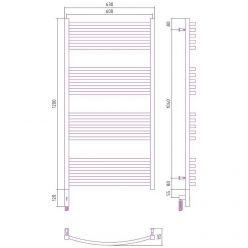 Полотенцесушитель электрический Сунержа Аркус 3.0, высота 120 см, ширина 60 см, диммер слева/справа, цвет хром, 00-5704-1260/00-5705-1260