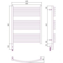 Полотенцесушитель электрический Сунержа Аркус 3.0, высота 80 см, ширина 60 см, диммер слева/справа, цвет хром, 00-5704-8060/00-5705-8060