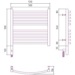 Полотенцесушитель электрический Сунержа Аркус 3.0, высота 50 см, ширина 50 см, диммер слева, цвет хром, 00-5704-5050