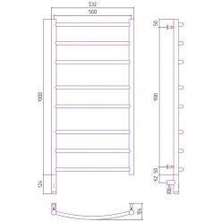 Полотенцесушитель электрический Сунержа Галант 3.0, высота 100 см, ширина 50 см, диммер слева/справа, цвет хром, 00-5800-1050/00-5801-1050