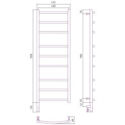 Полотенцесушитель электрический Сунержа Галант 3.0, высота 120 см, ширина 40 см, диммер слева/справа, цвет хром, 00-5800-1240/00-5801-1240