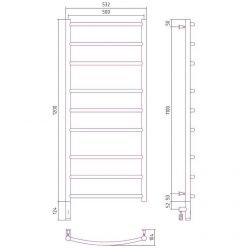 Полотенцесушитель электрический Сунержа Галант 3.0, высота 120 см, ширина 50 см, диммер слева/справа, цвет хром, 00-5800-1250/00-5801-1250
