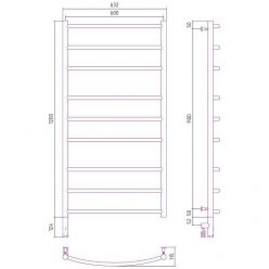 Полотенцесушитель электрический Сунержа Галант 3.0, высота 120 см, ширина 60 см, диммер слева/справа, цвет хром, 00-5800-1260/00-5801-1260