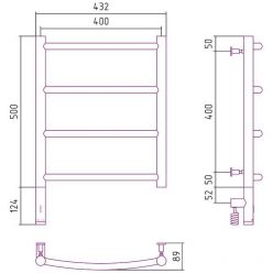 Полотенцесушитель электрический Сунержа Галант 3.0, высота 50 см, ширина 40 см, диммер слева/справа, цвет хром, 00-5800-5040/00-5801-5040