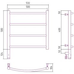 Полотенцесушитель электрический Сунержа Галант 3.0, высота 50 см, ширина 50 см, диммер слева/справа, цвет хром, 00-5800-5050/00-5801-5050