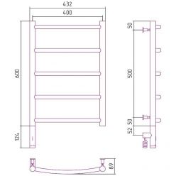 Полотенцесушитель электрический Сунержа Галант 3.0, высота 60 см, ширина 40 см, диммер слева/справа, цвет хром, 00-5800-6040/00-5801-6040