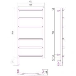 Полотенцесушитель электрический Сунержа Галант 3.0, высота 80 см, ширина 40 см, диммер слева/справа, цвет хром, 00-5800-8040/00-5801-8040