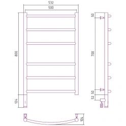 Полотенцесушитель электрический Сунержа Галант 3.0, высота 80 см, ширина 50 см, диммер слева/справа, цвет хром, 00-5800-8050/00-5801-8050