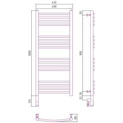 Полотенцесушитель электрический Сунержа Богема 3.0, высота 100 см, ширина 40 см, диммер слева/справа, цвет хром, 00-5802-1040/00-5803-1040