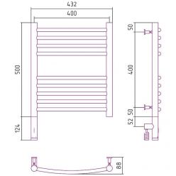 Полотенцесушитель электрический Сунержа Богема 3.0, высота 50 см, ширина 40 см, диммер слева/справа, цвет хром, 00-5802-5040/00-5803-5040