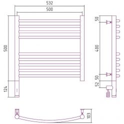 Полотенцесушитель электрический Сунержа Богема 3.0, высота 50 см, ширина 50 см, диммер слева/справа, цвет хром, 00-5802-5050/00-5803-5050