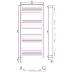 Полотенцесушитель электрический Сунержа Богема 3.0, высота 120 см, ширина 50 см, диммер слева, 00-5802-1250