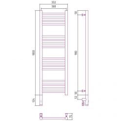 Полотенцесушитель электрический Сунержа Богема 3.0, высота 100 см, ширина 30 см, диммер слева/справа, цвет хром, 00-5804-1030/00-5805-1030