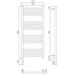 Полотенцесушитель электрический Сунержа Богема 3.0, высота 100 см, ширина 40 см, диммер слева/справа, цвет хром, 00-5804-1040/00-5805-1040
