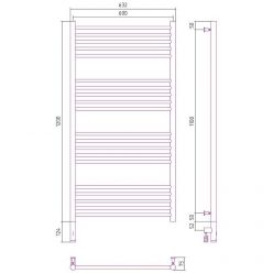 Полотенцесушитель электрический Сунержа Богема 3.0, высота 120 см, ширина 60 см, диммер слева/справа, цвет хром, 00-5804-1260/00-5805-1260