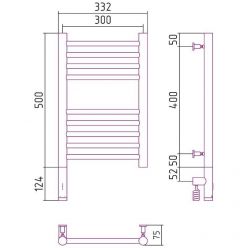 Полотенцесушитель электрический Сунержа Богема 3.0, высота 50 см, ширина 30 см, диммер слева/справа, цвет хром, 00-5804-5030/00-5805-5030