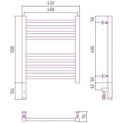 Полотенцесушитель электрический Сунержа Богема 3.0, высота 50 см, ширина 40 см, диммер слева/справа, цвет хром, 00-5804-5040/00-5805-5040