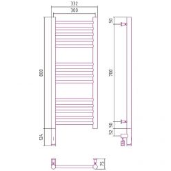 Полотенцесушитель электрический Сунержа Богема 3.0, высота 80 см, ширина 30 см, диммер слева/справа, цвет хром, 00-5804-8030/00-5805-8030