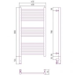 Полотенцесушитель электрический Сунержа Богема 3.0, высота 80 см, ширина 40 см, диммер слева/справа, цвет хром, 00-5804-8040/00-5805-8040