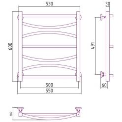Полотенцесушитель водяной Сунержа Ажур, ширина 50 см высота 60 см, нижнее подключение, хром, 00-0255-6050