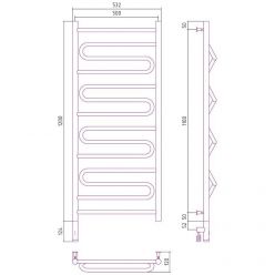 Полотенцесушитель электрический Сунержа Элегия 3.0, высота 120 см, ширина 50 см, диммер слева/справа, цвет хром, 00-5818-1250/00-5819-1250
