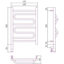 Полотенцесушитель электрический Сунержа Элегия 3.0, высота 60 см, ширина 40 см, диммер слева/справа, цвет хром, 00-5818-6040/00-5819-6040
