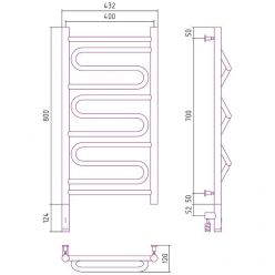Полотенцесушитель электрический Сунержа Элегия 3.0, высота 80 см, ширина 40 см, диммер слева/справа, цвет хром, 00-5818-8040/00-5819-8040