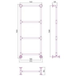 Полотенцесушитель водяной Сунержа Ренессанс 1304, ширина 50 см высота 125 см, нижнее подключение, хром, 00-0280-1250