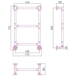 Полотенцесушитель водяной Сунержа Ренессанс 1304, ширина 40 см высота 65 см, нижнее подключение, хром, 00-0280-6640