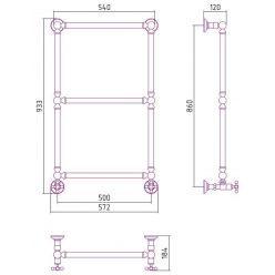 Полотенцесушитель водяной Сунержа Ренессанс 1304, ширина 50 см высота 85 см, нижнее подключение, хром, 00-0280-8650
