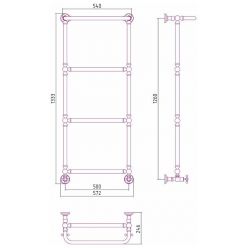 Полотенцесушитель водяной Сунержа Ренессанс 1386, ширина 50 см высота 125 см, с полкой, нижнее подключение, хром, 00-0281-1250