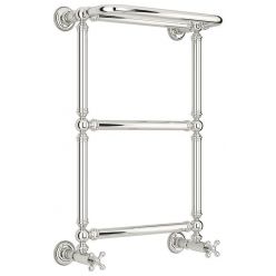 Полотенцесушитель водяной Сунержа Ренессанс 1386, ширина 40 см высота 65 см, с полкой, нижнее подключение, хром, 00-0281-6640