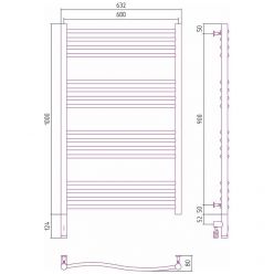 Полотенцесушитель электрический Сунержа Флюид 3.0, высота 100 см, ширина 60 см, диммер слева/справа, цвет хром, 00-5820-1060/00-5821-1060