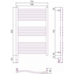 Полотенцесушитель электрический Сунержа Флюид 3.0, высота 80 см, ширина 50 см, диммер слева/справа, цвет хром, 00-5820-8050/00-5821-8050