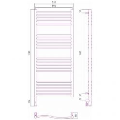 Полотенцесушитель электрический Сунержа Флюид 3.0, высота 120 см, ширина 50 см, диммер слева, цвет хром, 00-5820-1250