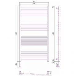 Полотенцесушитель электрический Сунержа Флюид 3.0, высота 120 см, ширина 60 см, диммер слева, цвет хром, 00-5820-1260