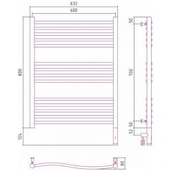 Полотенцесушитель электрический Сунержа Флюид 3.0, высота 80 см, ширина 60 см, диммер справа, цвет хром, 00-5821-8060