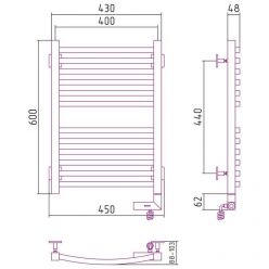 Полотенцесушитель электрический Сунержа Аркус 2.0, высота 60 см, ширина 40 см, диммер справа, цвет хром, 00-5605-6040